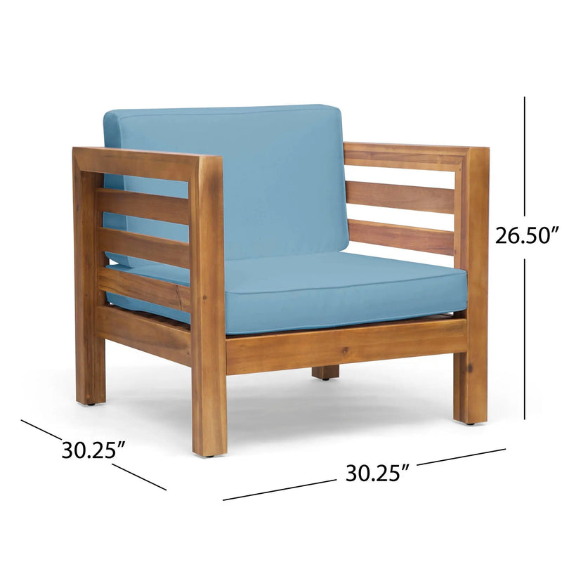 Outdoor Acacia Wood Patio Chair With Fabric Cushion by HouseOfZazla