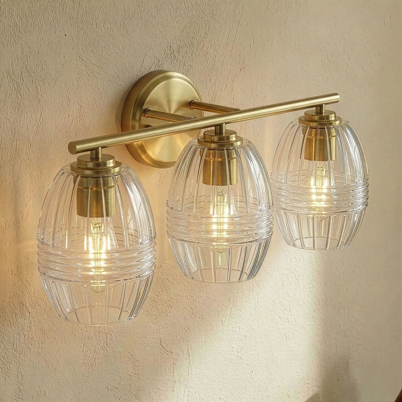 Luster - 3 Lights Vanity With Clear For Bathrooms Above Mirror Wall Lamp Satin - Clear / Gold by Unique Piece Furniture