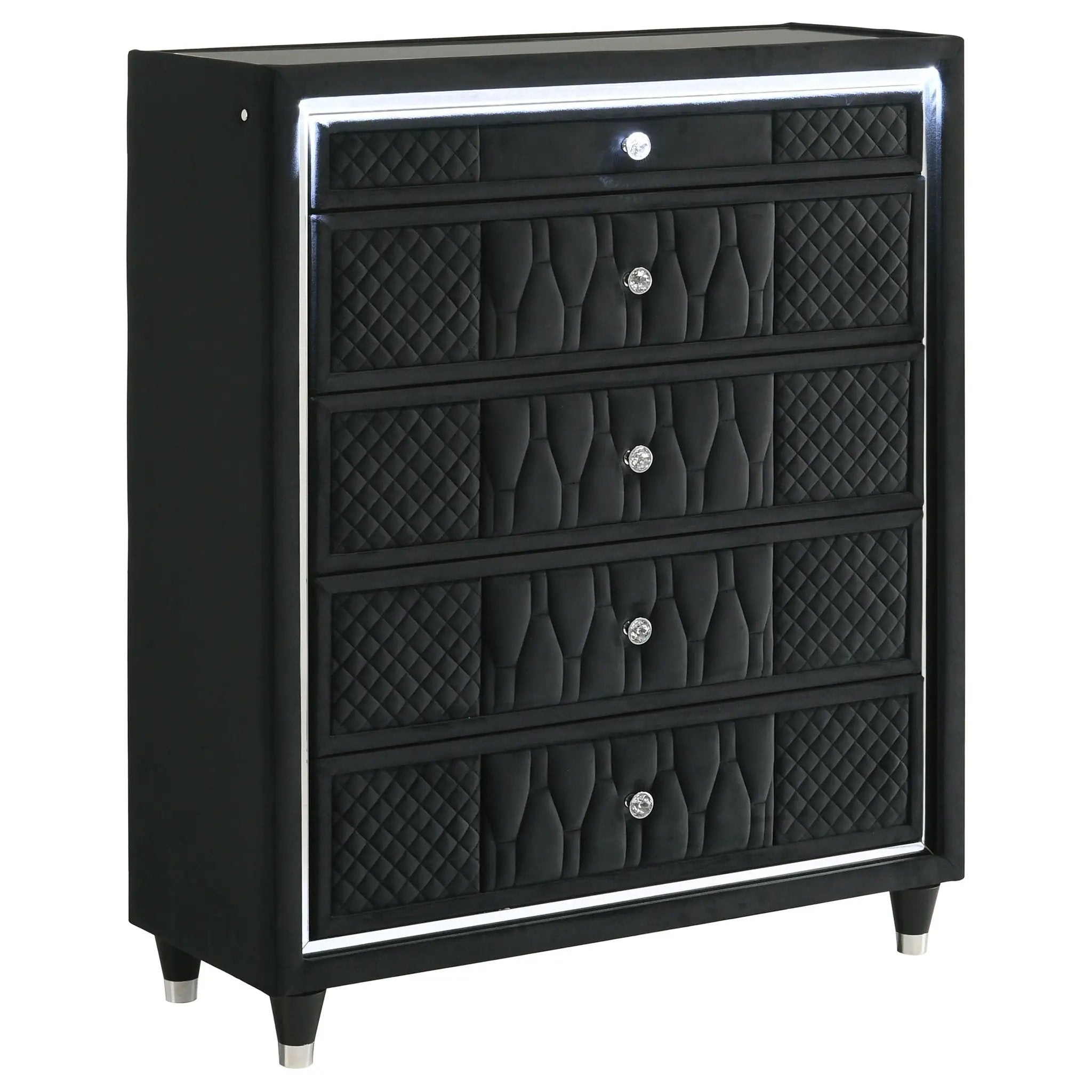Lorient 5-drawer LED Chest of Drawers Black by Unique Piece Furniture