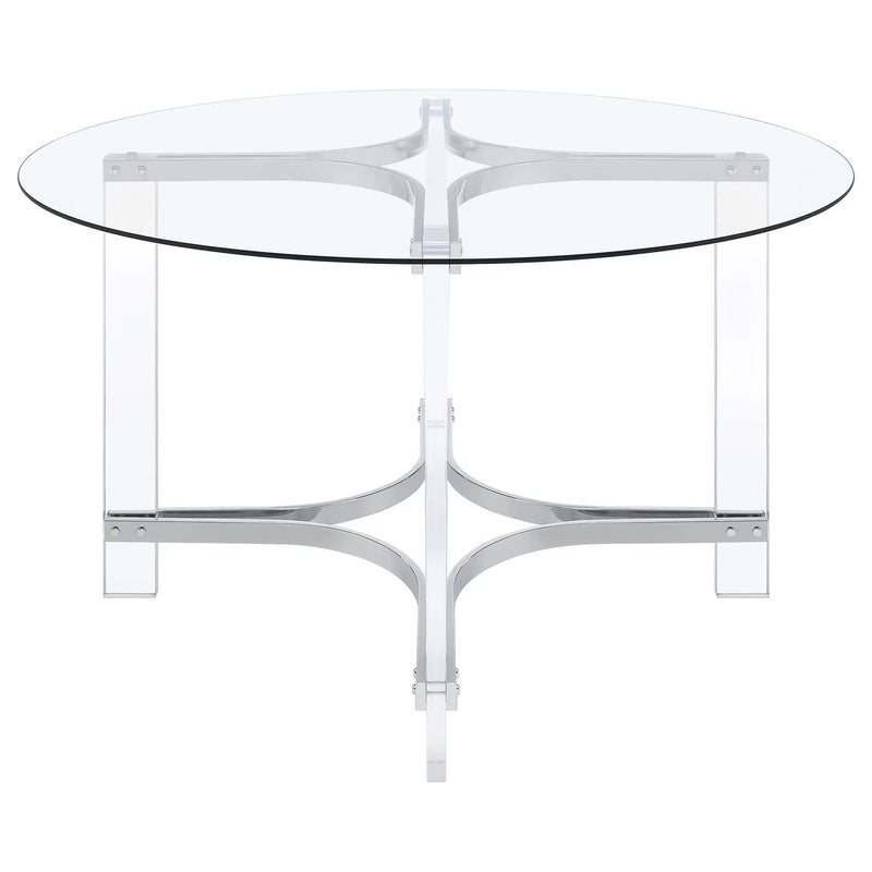 Keeling 5-piece Round Glass Top Acrylic Dining Set Chrome by Unique Piece Furniture