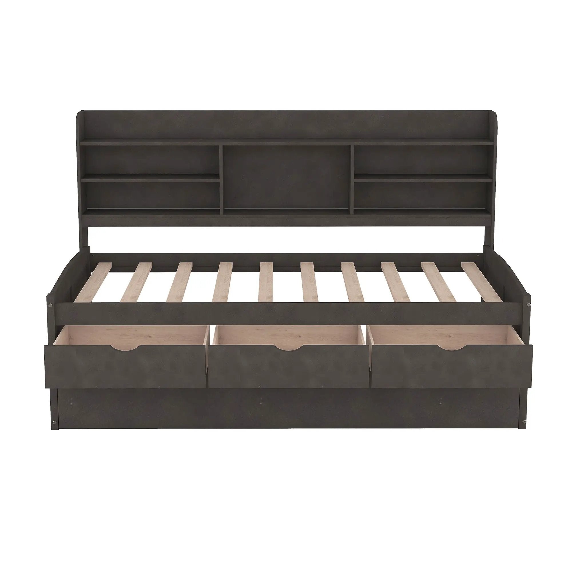 Captain Bed With Built In Bookshelves, 3 Storage Drawers, And Trundle by Unique Piece Furniture