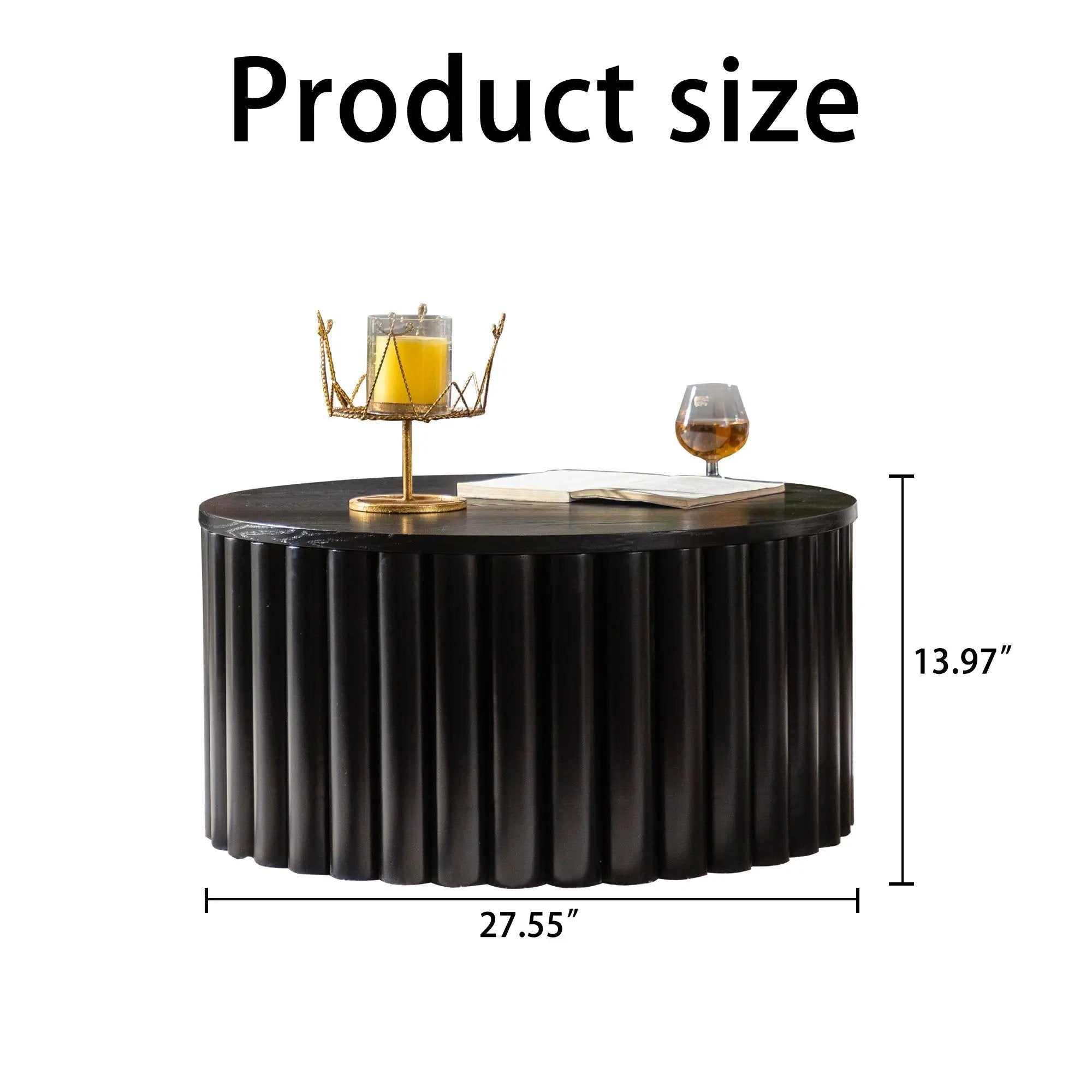Round Coffee Table With Lift Handcrafted Relief by HouseOfZazla