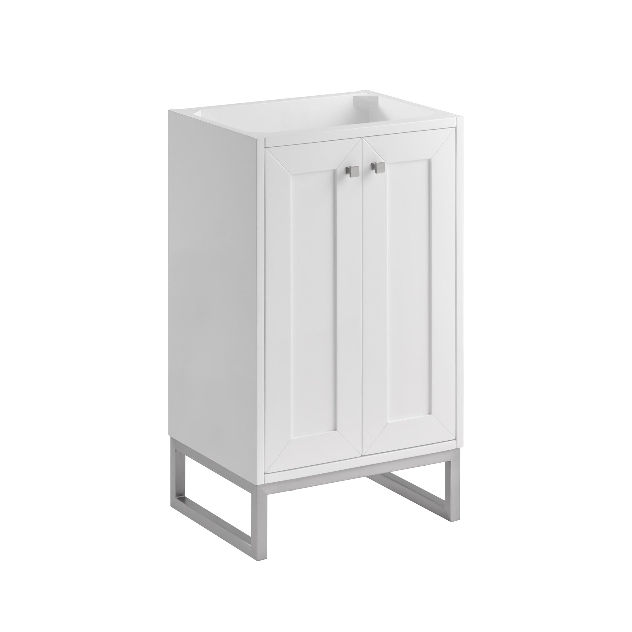 James Martin Chianti 20" Single Bathroom Vanity, Glossy White with Select Your Top (Brushed Nickel) countertop