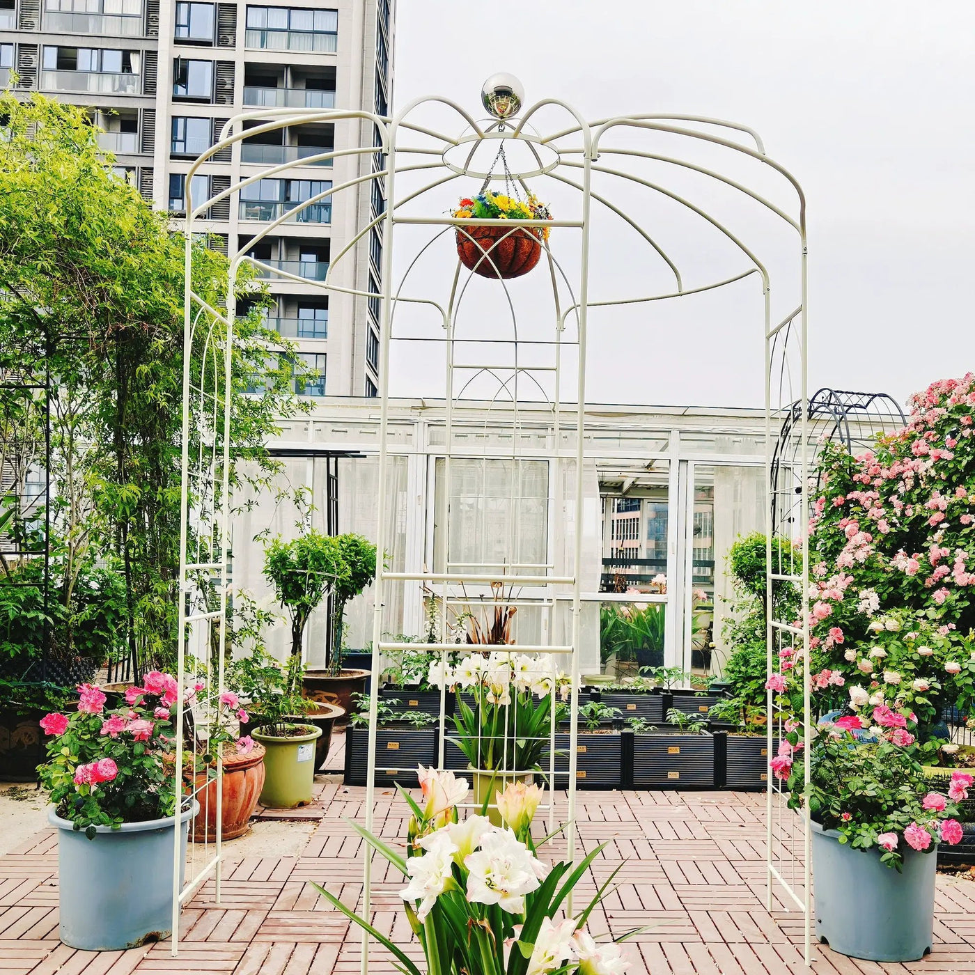Metal Garden Arch Iron Garden Arbors Gazebo Dia High Birdcage Shape Pergola Pavilion For Wedding Ceremony by Unique Piece Furniture