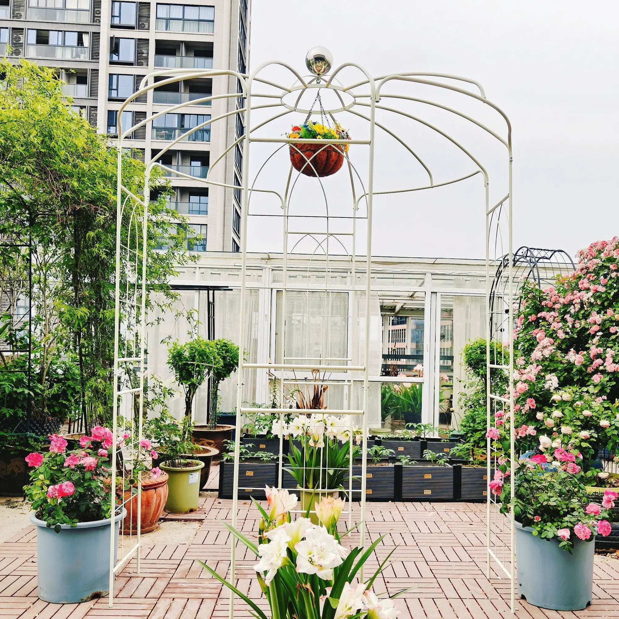 Metal Garden Arch Iron Garden Arbors Gazebo Dia High Birdcage Shape Pergola Pavilion For Wedding Ceremony by HouseOfZazla