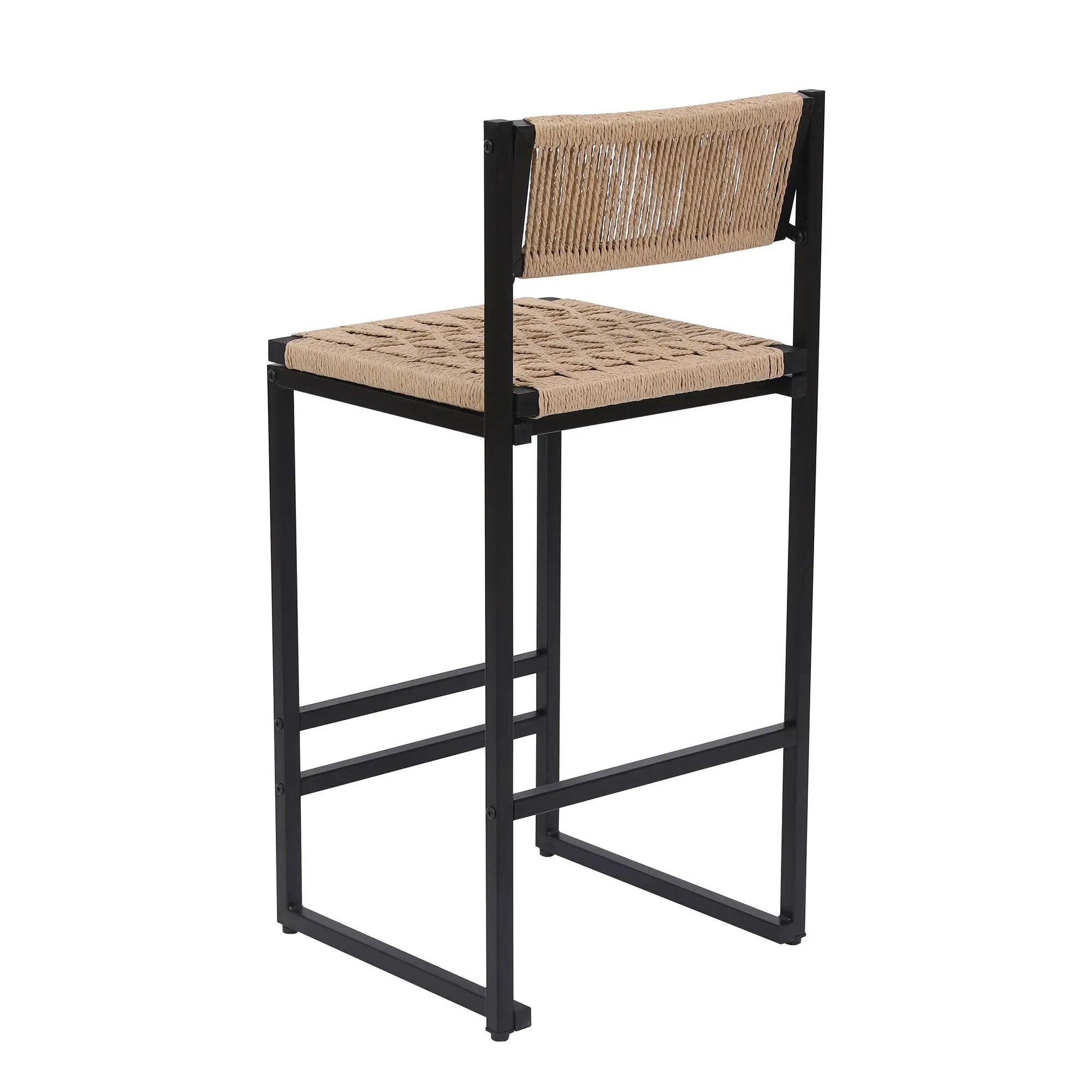 Kitchen Bar Stools with Footrest Set of 2 Paper Rope Weave Dining Chairs by HouseOfZazla