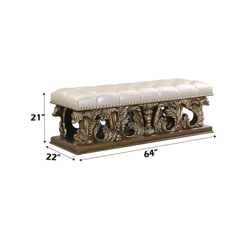 Constantine - Bench - Light Gold Synthetic Leather , Brown & Gold by Unique Piece Furniture