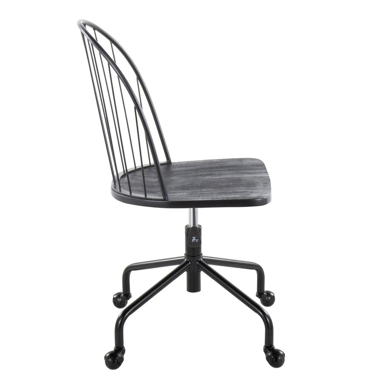 Riley - Farmhouse Adjustable High Back Office Chair - Black by HouseOfZazla