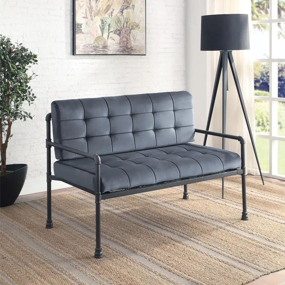 Brantley - Loveseat - Gray Velvet & Sandy Gray by Unique Piece Furniture