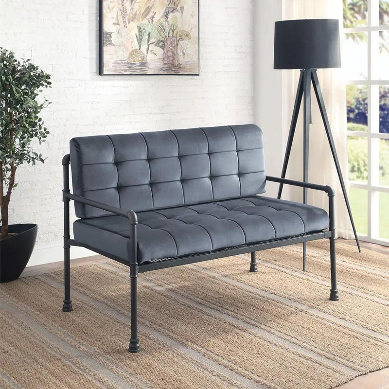 Brantley - Loveseat - Gray Velvet & Sandy Gray by Unique Piece Furniture