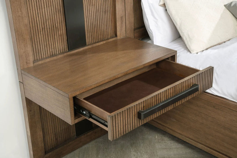 Terrace Eastern King Wall Panel Storage Bed Ash Brown by Unique Piece Furniture