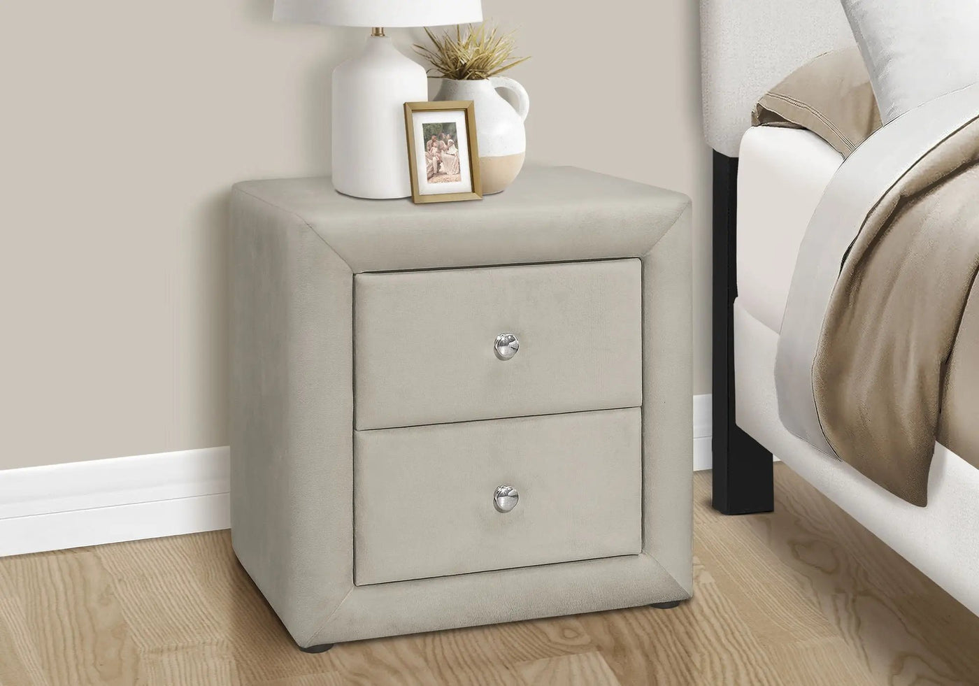 Nightstand, Storage Drawer Versatile Use, Upholstered, Transitional by Unique Piece Furniture
