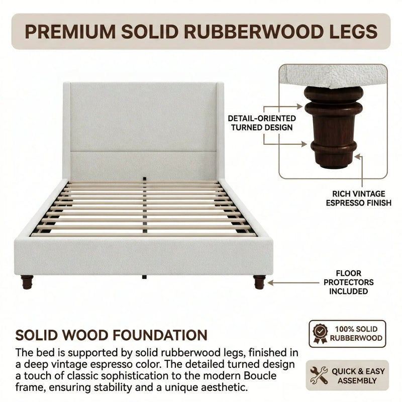 52.7" Tall Upholstered Wingback Queen Platform Bed Frame by HouseOfZazla