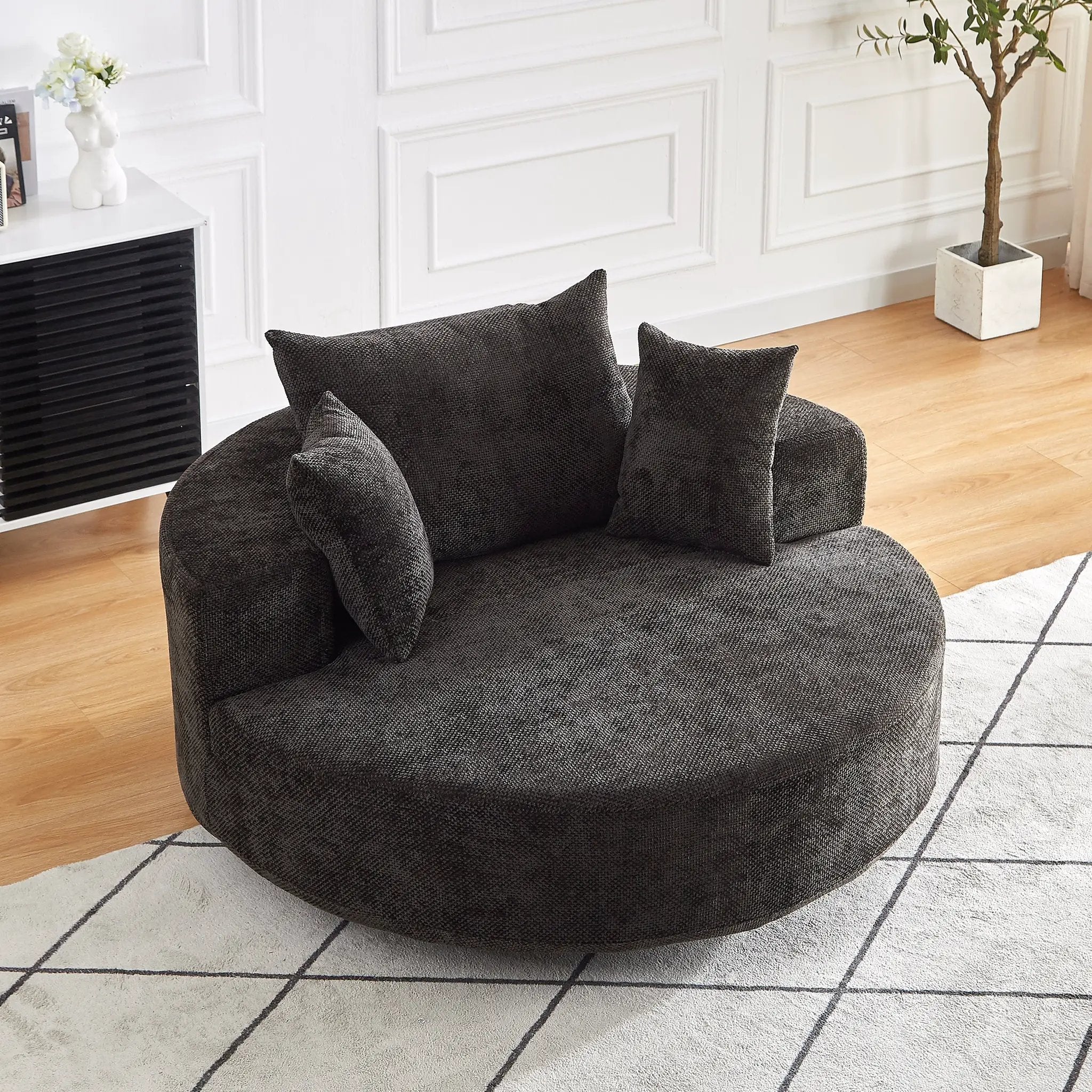 55'' Chenille Foam Single Swivel Chair by HouseOfZazla