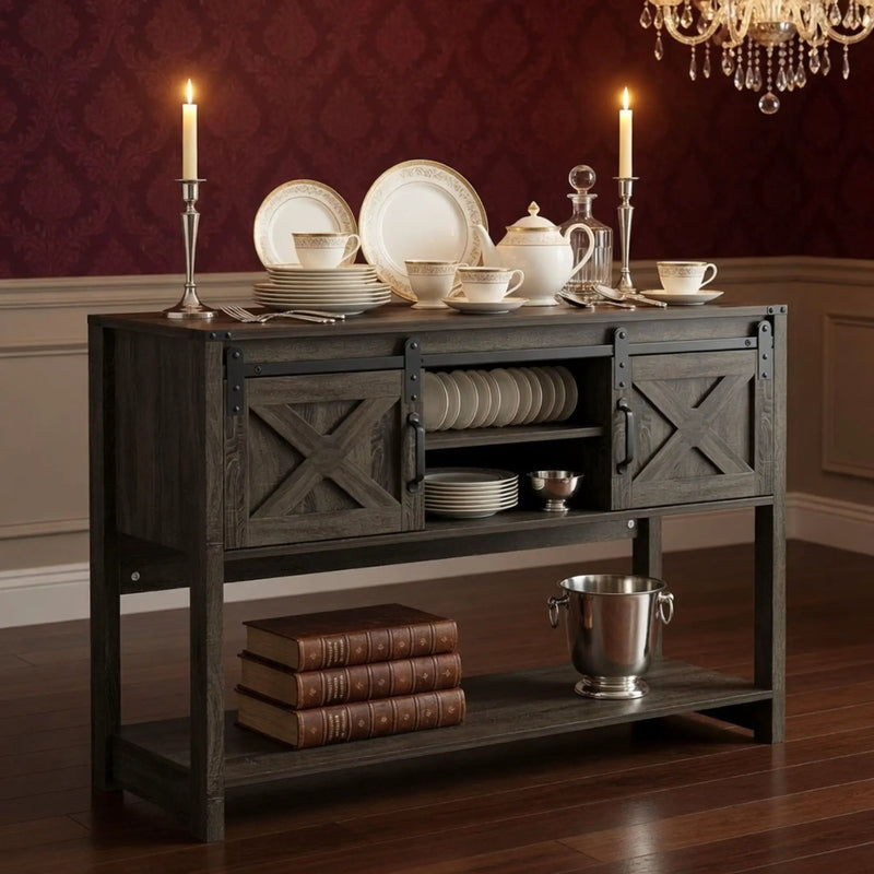 Farmhouse Entryway Table With Sliding Barn Door by HouseOfZazla