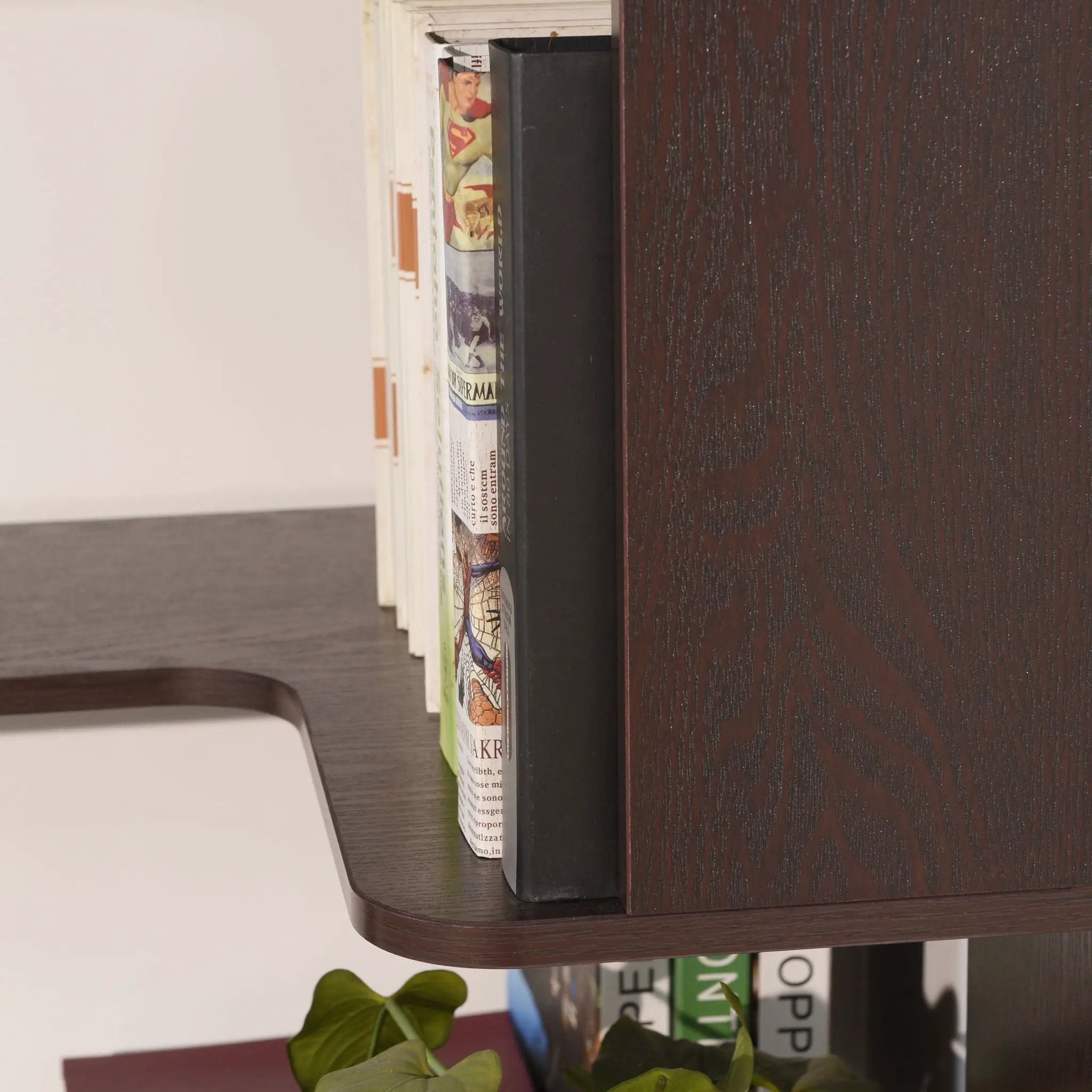 Ox Blood - Red 90Cm L-Shaped Freestanding Corner Bookshelf With Anti Tip Safety, Storage Cabinet For Living Room - Ox Blood Red by HouseOfZazla