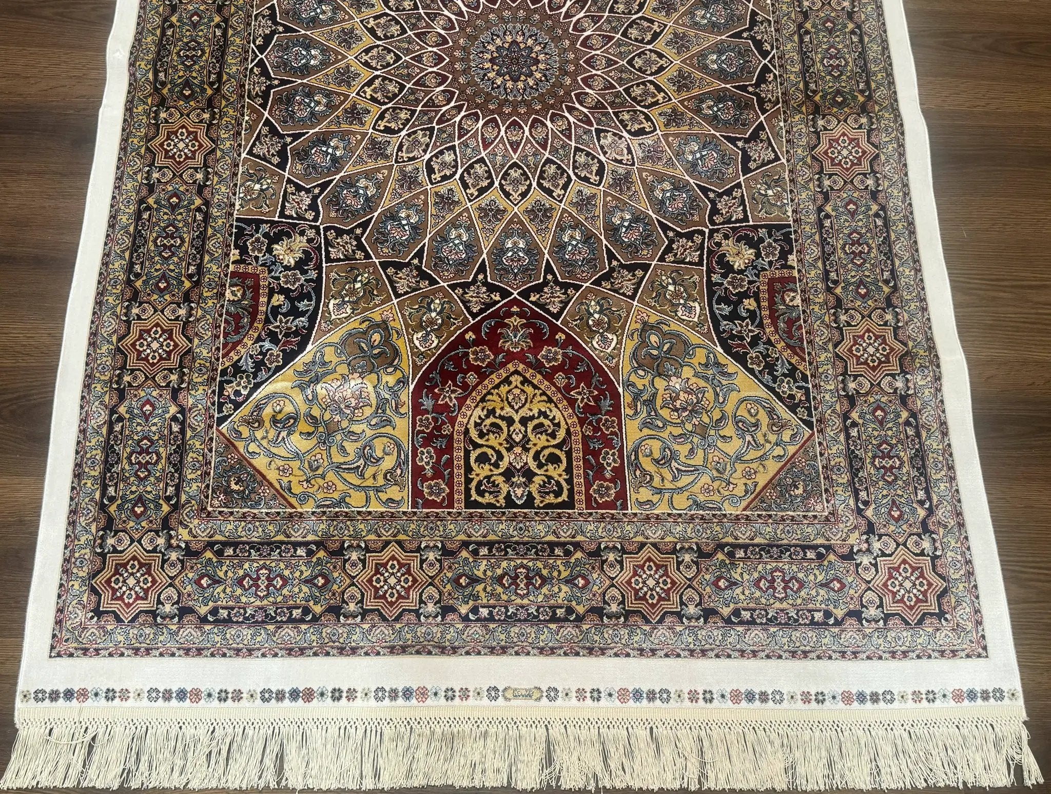 Turkish Silk Rug 4x6, Dome Design, Memluk Carpet, Bamboo Silk, New by Jewel Rugs