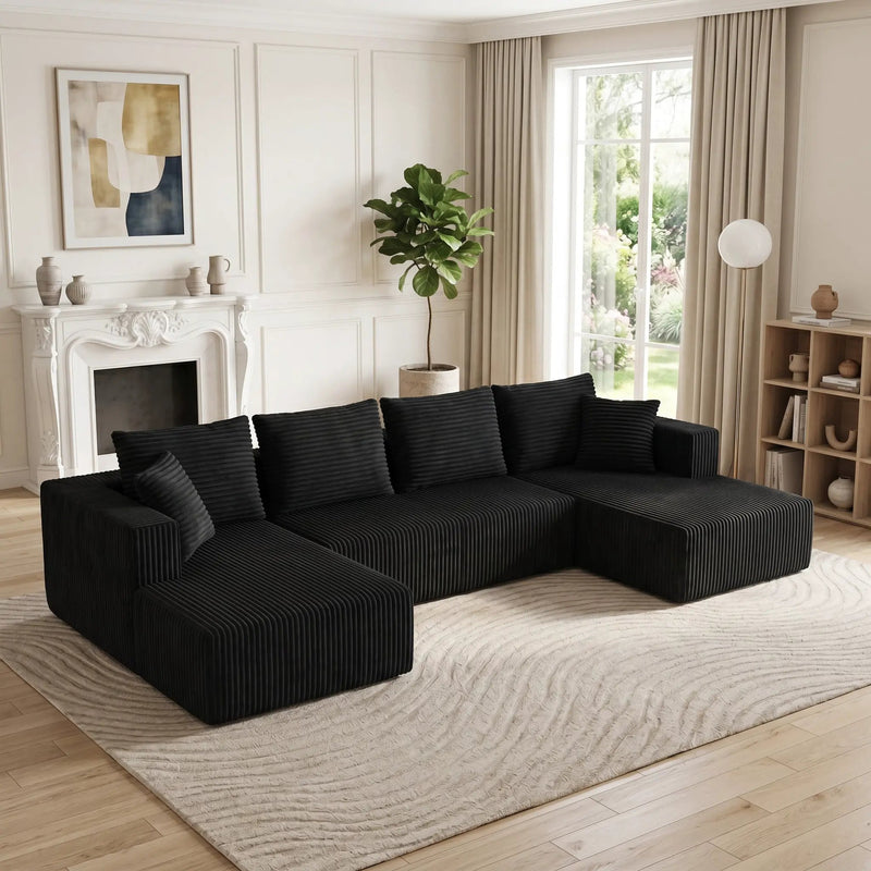 132.1 Inch Modular Sectional Sofa with Double Chaise by HouseOfZazla