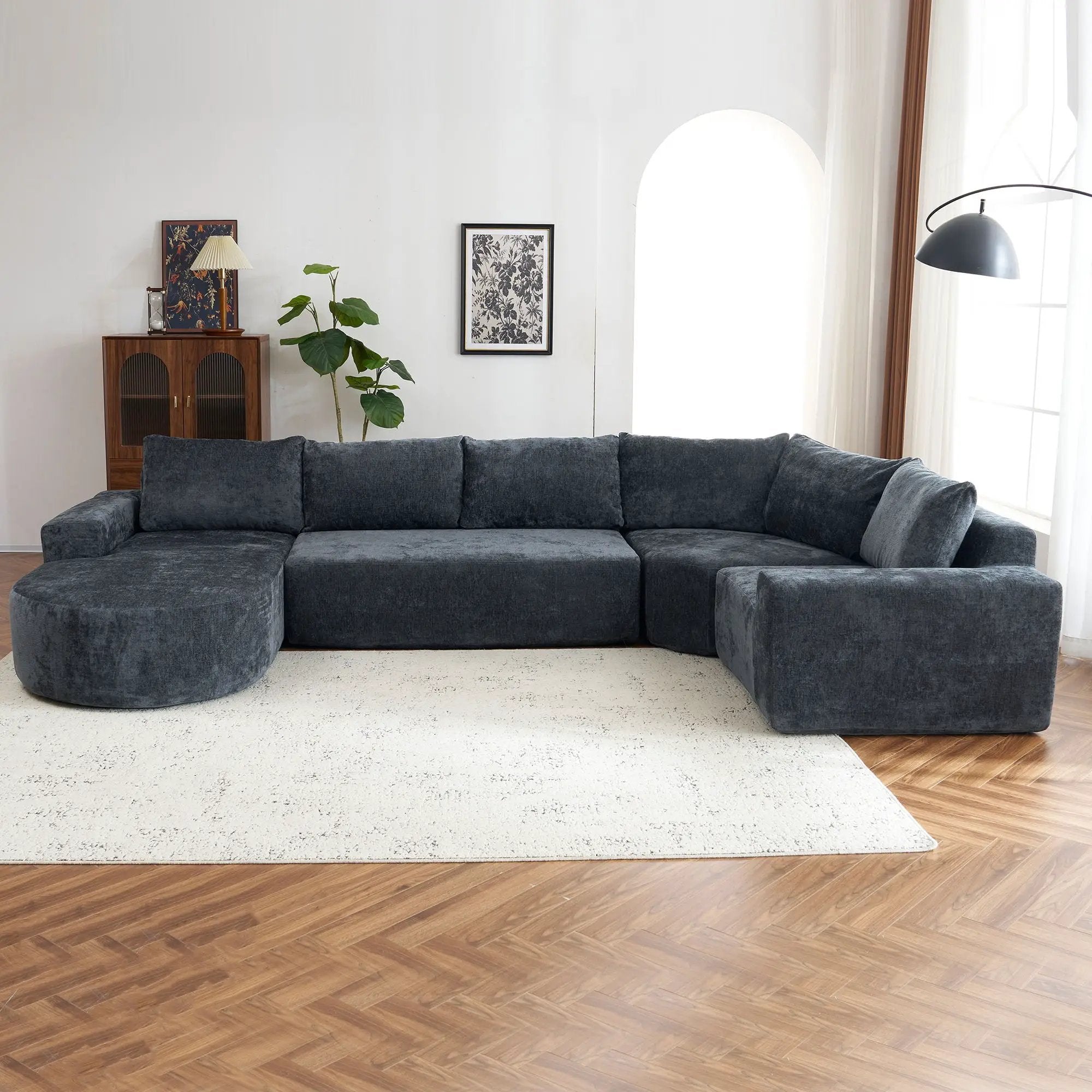 U-Shaped Oversized Modular Cloud Sectional Sofa With Deep Seat For Living Room by HouseOfZazla