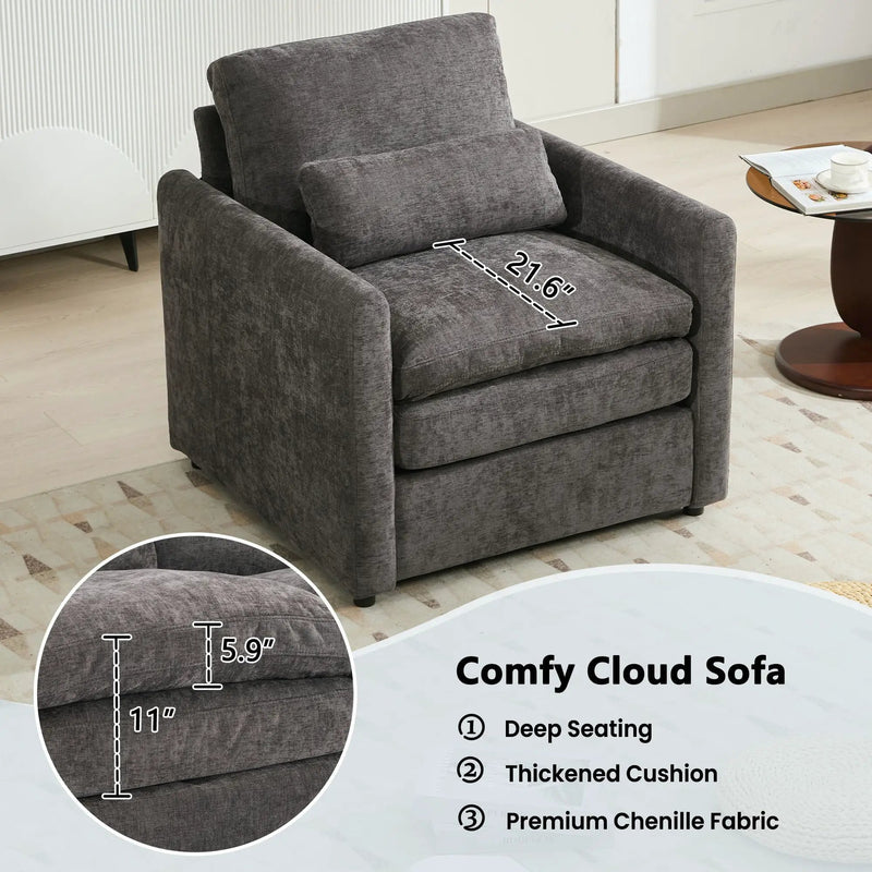Cozy Upholstered Cushion Armchair For Living Room by HouseOfZazla