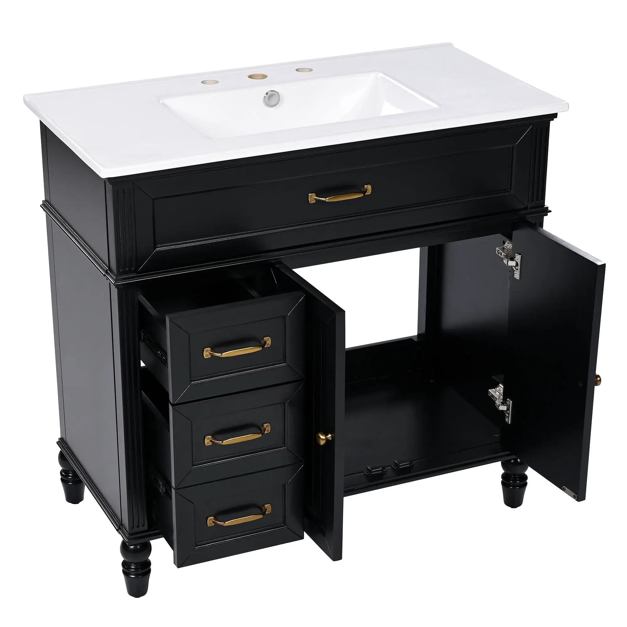 Bathroom Vanity With Sink, 2 Doors 2 Drawers, Freestanding Design by HouseOfZazla