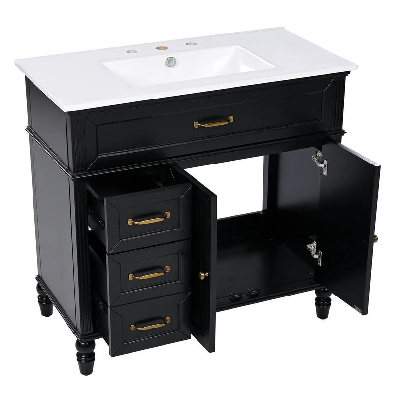 Bathroom Vanity With Sink, 2 Doors 2 Drawers, Freestanding Design by HouseOfZazla
