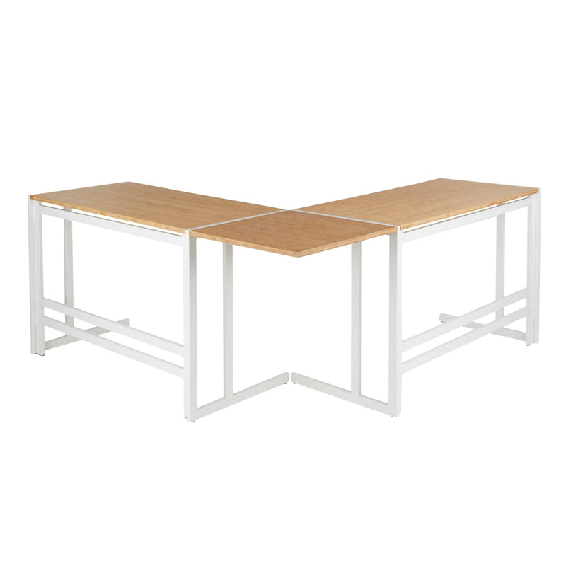 Roman - Industrial L Shaped Desk - White / Natural by HouseOfZazla