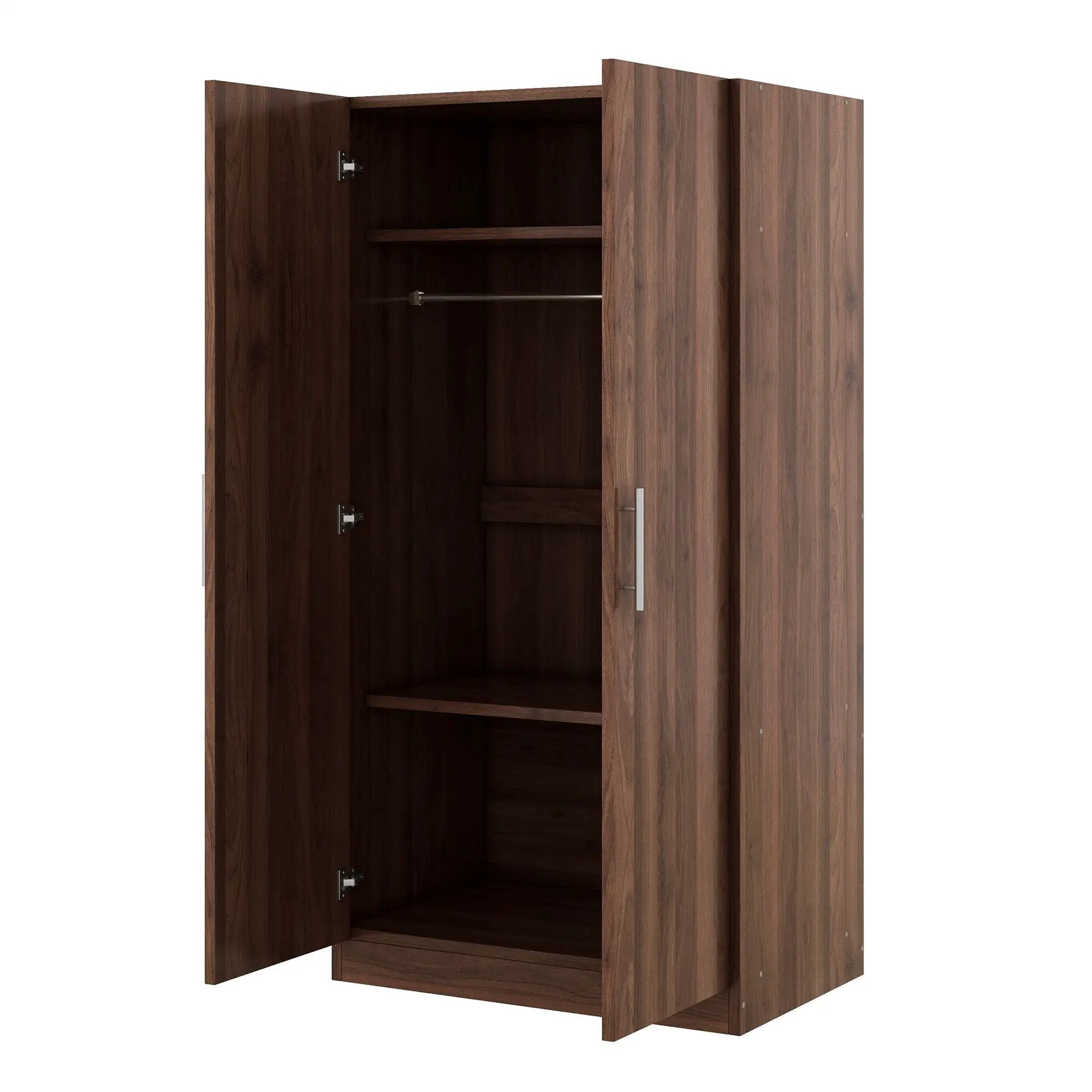 2 Door Wooden Wardrobe Armoire With 3 Storage Shelves - Brown by Unique Piece Furniture