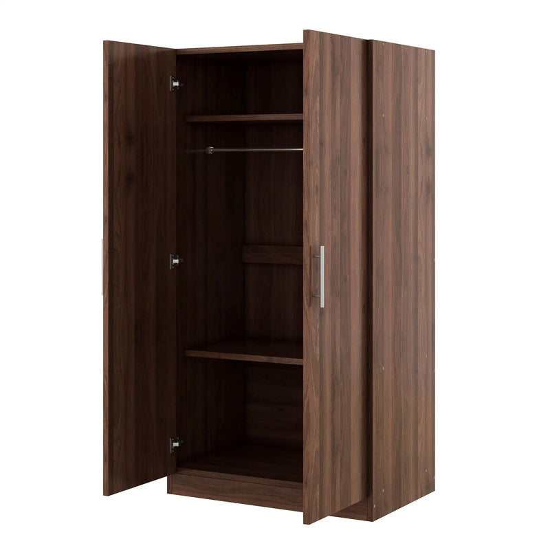2 Door Wooden Wardrobe Armoire With 3 Storage Shelves - Brown by HouseOfZazla