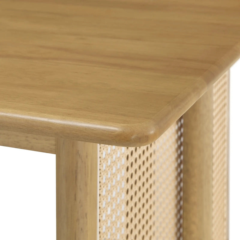 Natural Rubber Wood Dining Table with Rattan Accents by HouseOfZazla