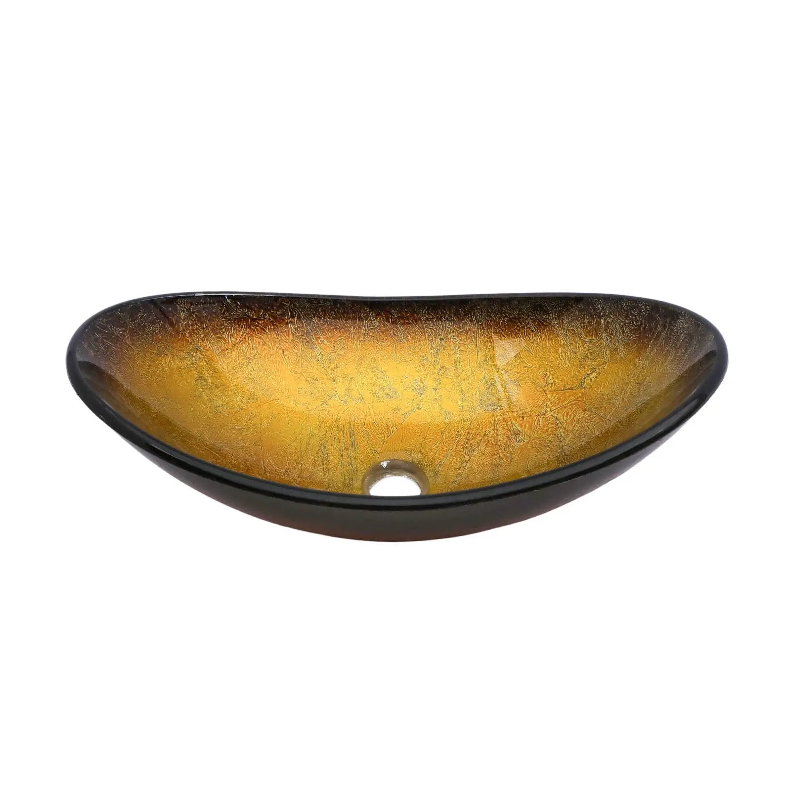 Vessel Sink With Pop Up Drain, Boat Shape Above Counter Bathroom Sink - Gold by HouseOfZazla