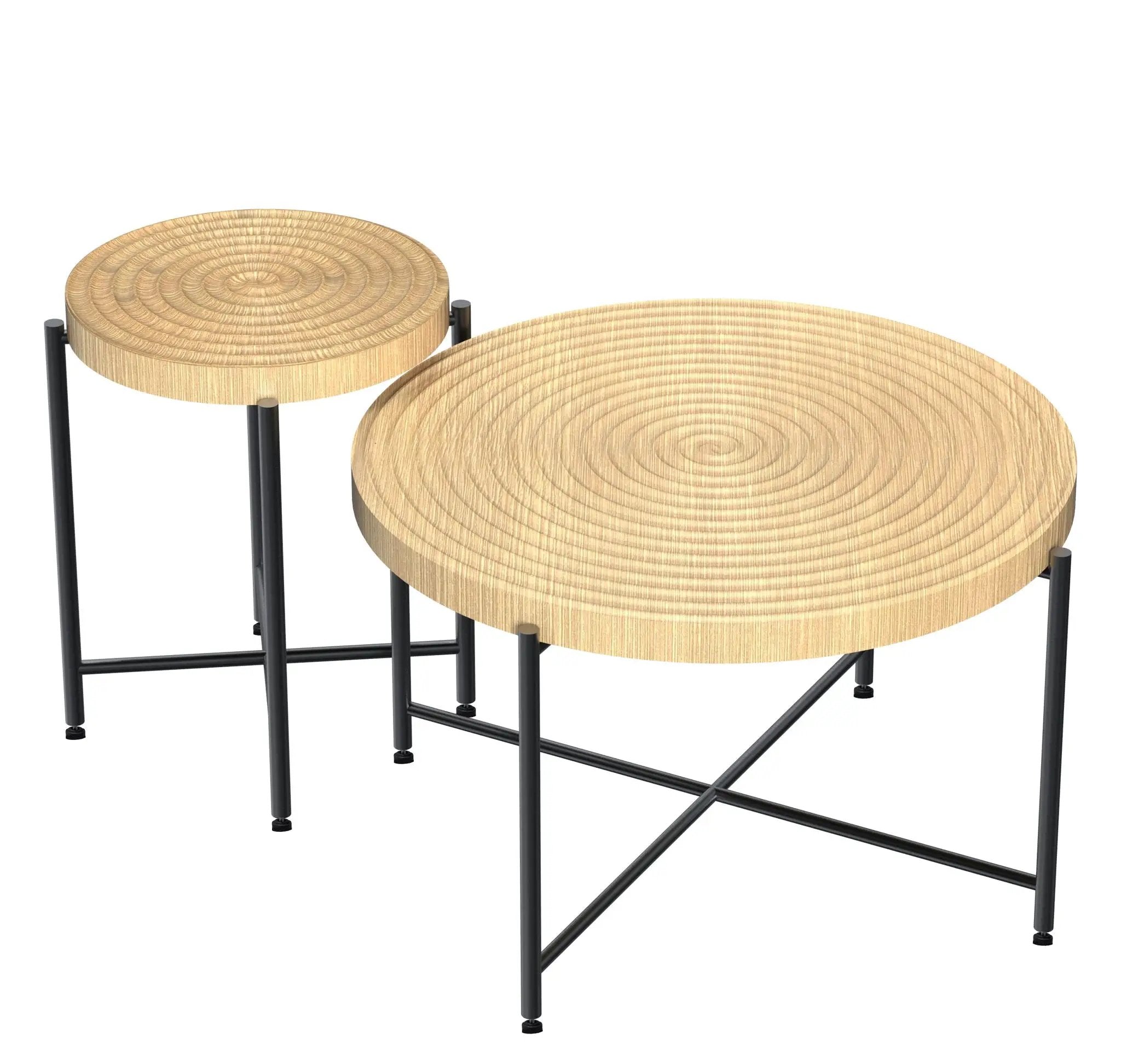 Coffee And End Table Set Waterproof Cover, Distressed Cylindrical Design, Legs Classic Rustic Charm (Set of 2) by HouseOfZazla