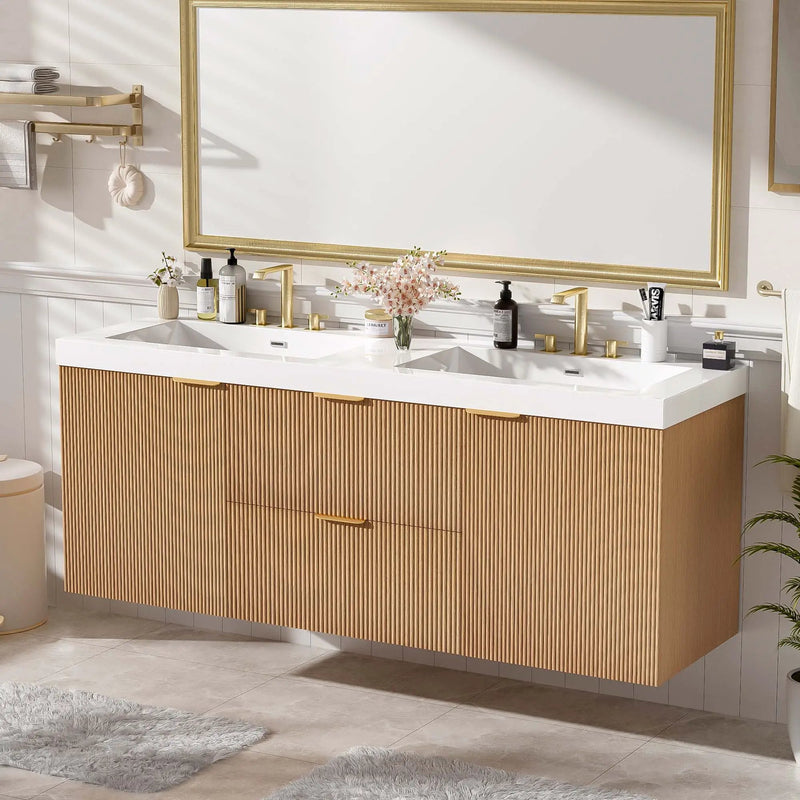 Modern Wall Mounted Bathroom Vanity, Soft Close Doors by Unique Piece Furniture
