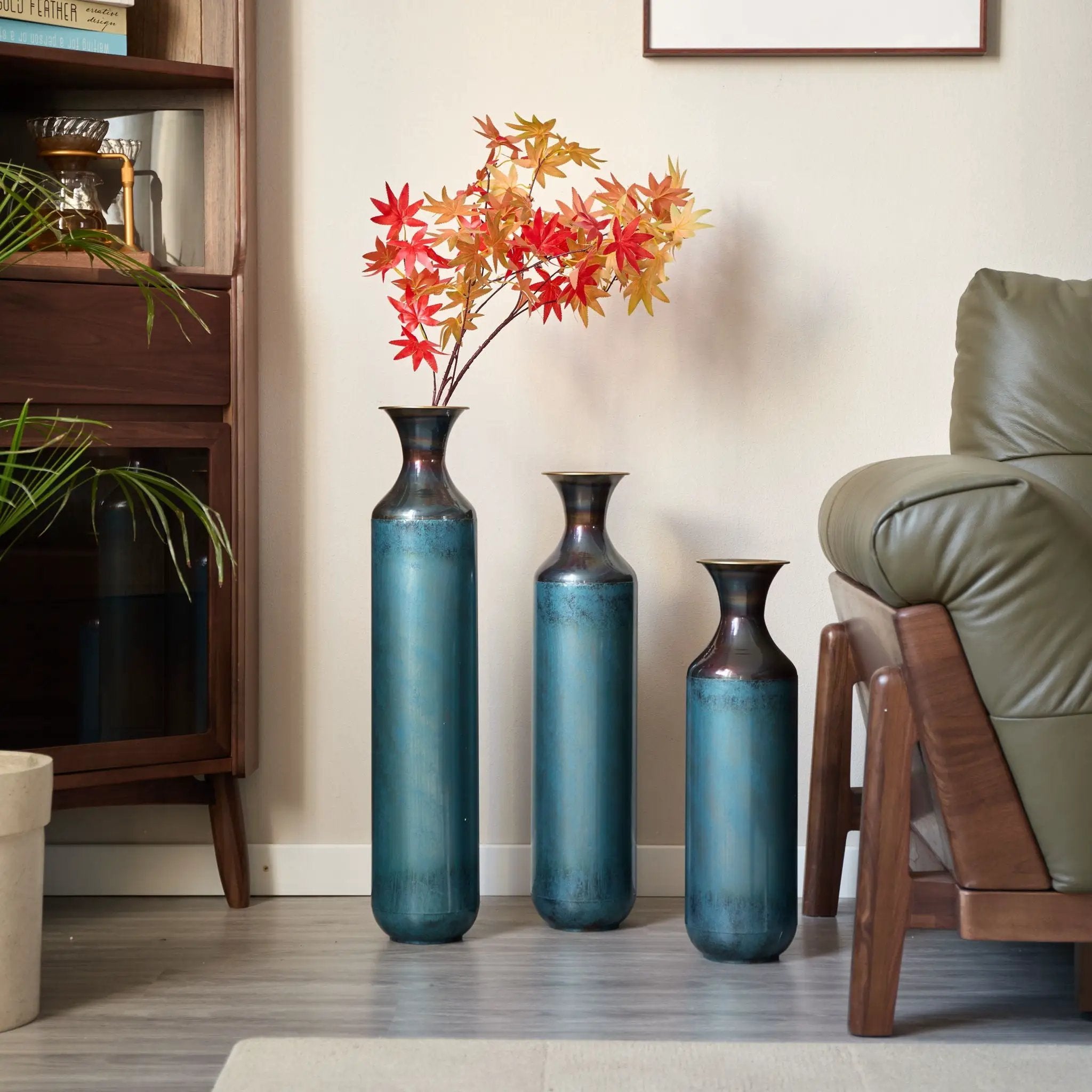 Modern Droplet Shaped Floor Vase Set, 3 Piece Home Decor by Unique Piece Furniture