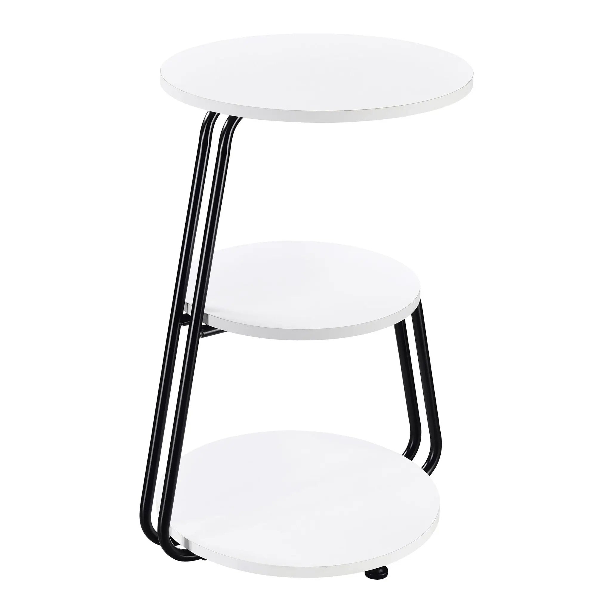 Dixon - 3 Tier Round Accent Side Table With Slim Legs - White / Black by HouseOfZazla