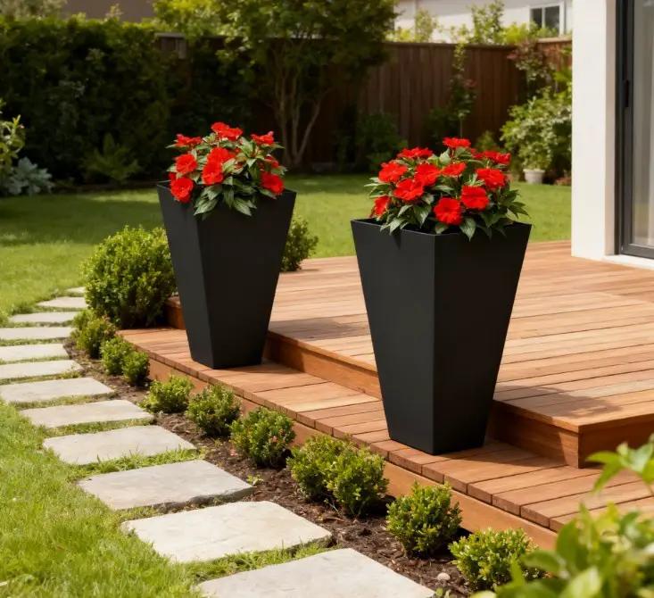 Tall Plant Pot 2-Pack Outdoor Planter Set with Drainage Holes by HouseOfZazla