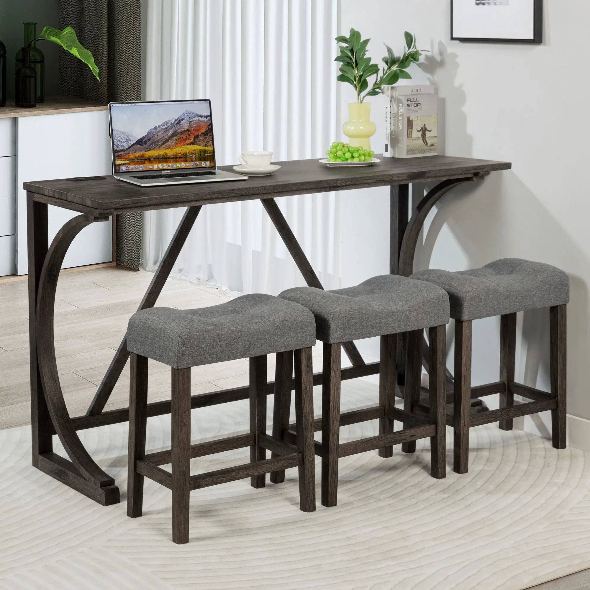 Bar Table Set With 3 Padded Stools by HouseOfZazla