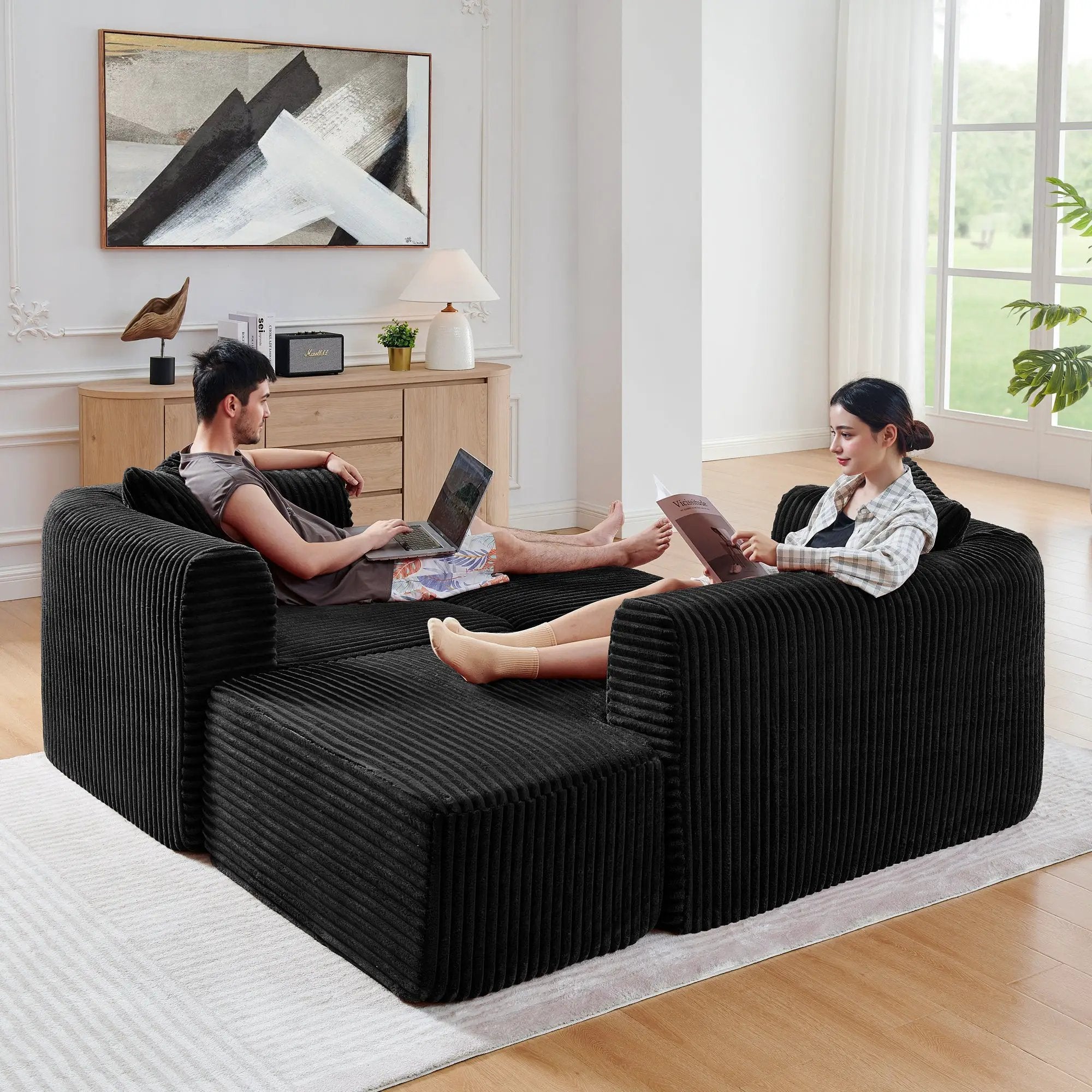 114" Cloud Sectional Couch with L-Shape Chaise by HouseOfZazla