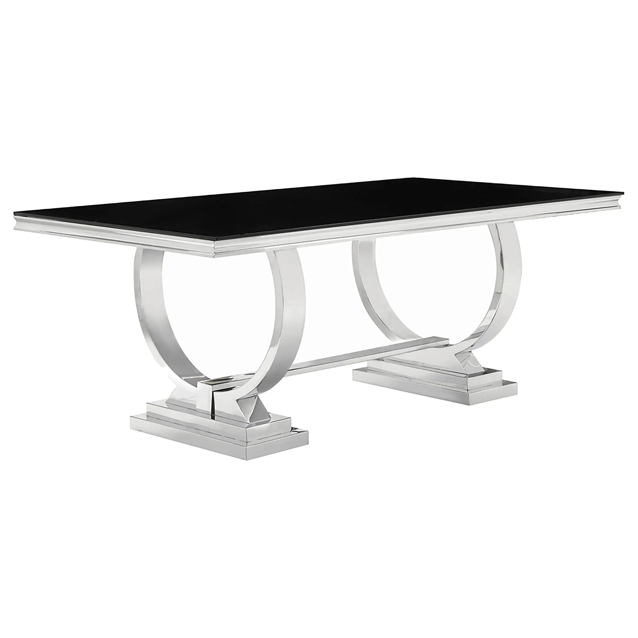 Antoine Rectangular 95-inch Glass Top Dining Table Black by Unique Piece Furniture