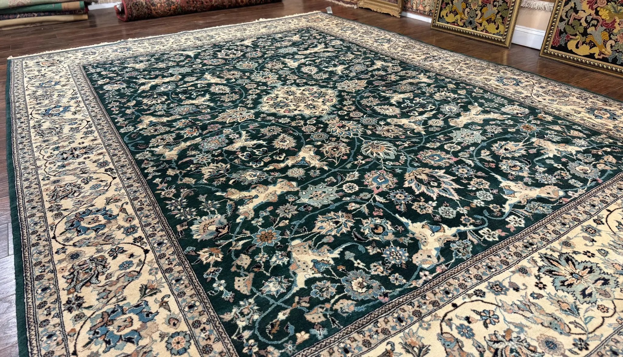 Pak Persian Rug 9x12, Dark Green, Floral Allover by Jewel Rugs