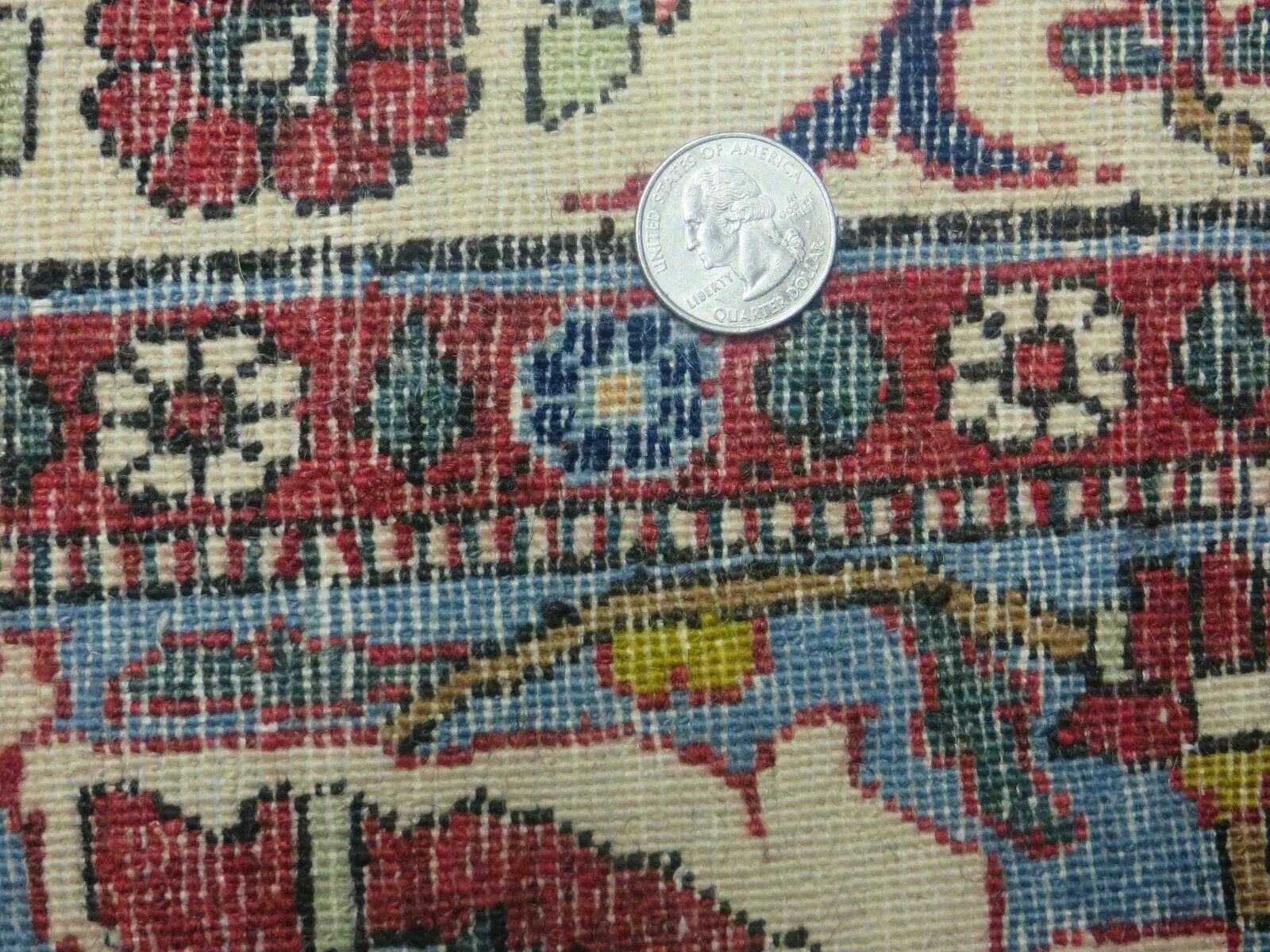 Navy Blue Antique Persian Rug 7x11, Veramin Mina Khani Repeated Allover Pattern, Vintage Authentic Hand Knotted Handmade Wool Room Sized Carpet by Jewel Rugs
