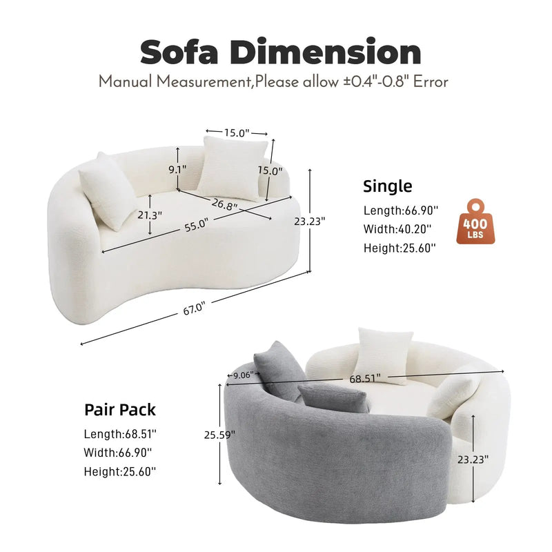 LY-042 S-Curved Chenille Sectional Sofa: Dual-Depth Options by HouseOfZazla