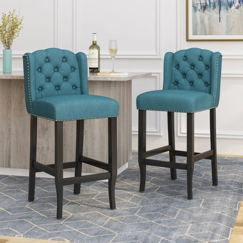 Vienna Contemporary Fabric Tufted Wingback Counter Stools (Set of 2) by HouseOfZazla