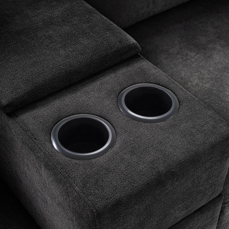 Modular 5 Seat U-Shape Sectional Sofa With Chaise Lounge, Built In Cup Holders And Storage Drawer by HouseOfZazla
