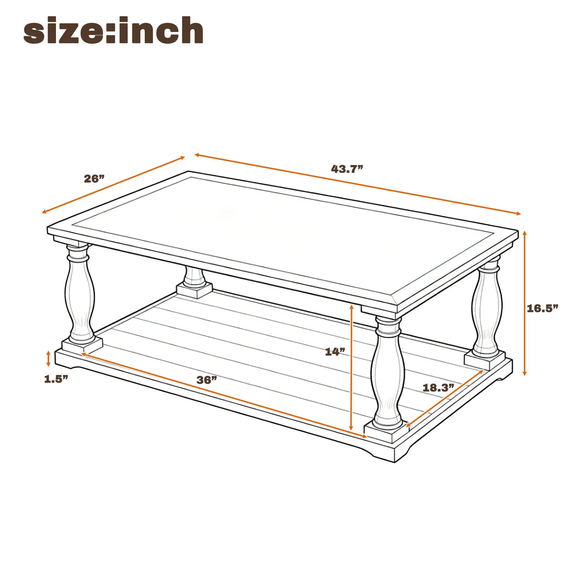 Vibe Haus Farmhouse Rectangular Coffee Table by HouseOfZazla