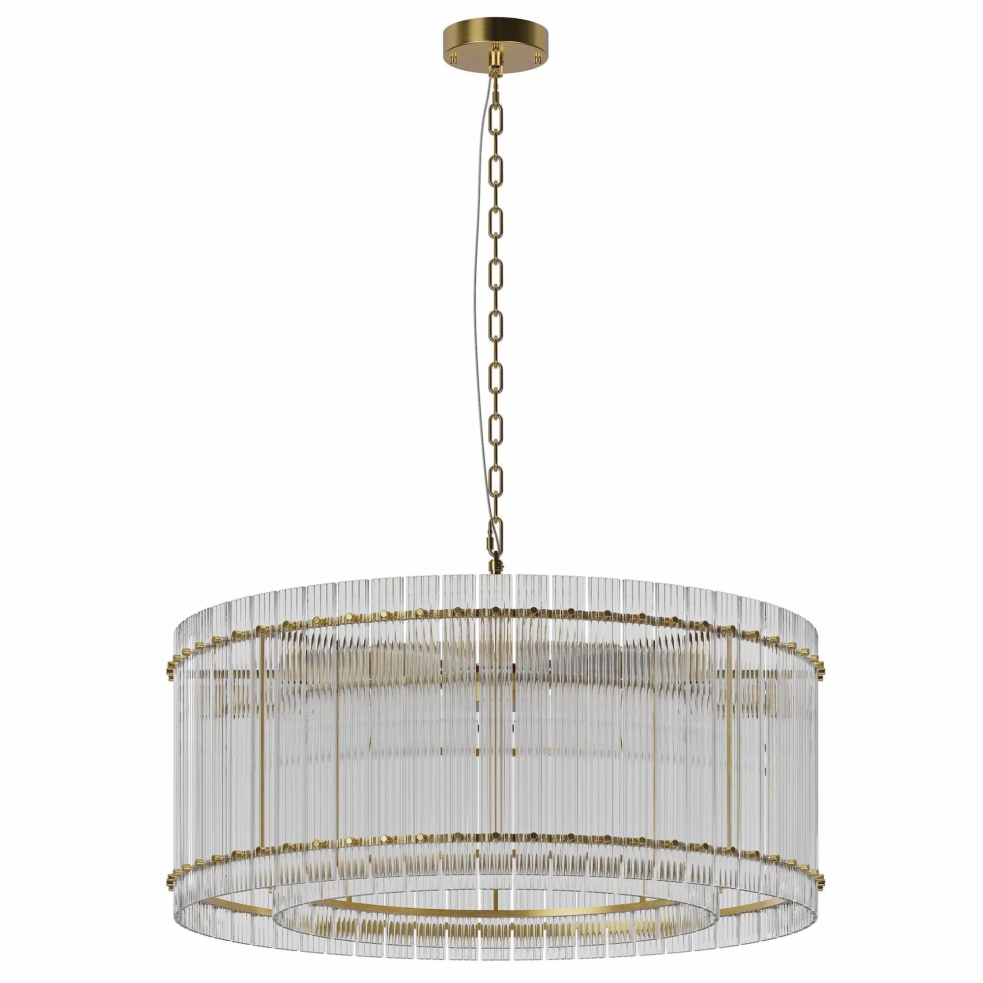 37" Modern Gold Round 8-Light Crystal Chandelier by HouseOfZazla
