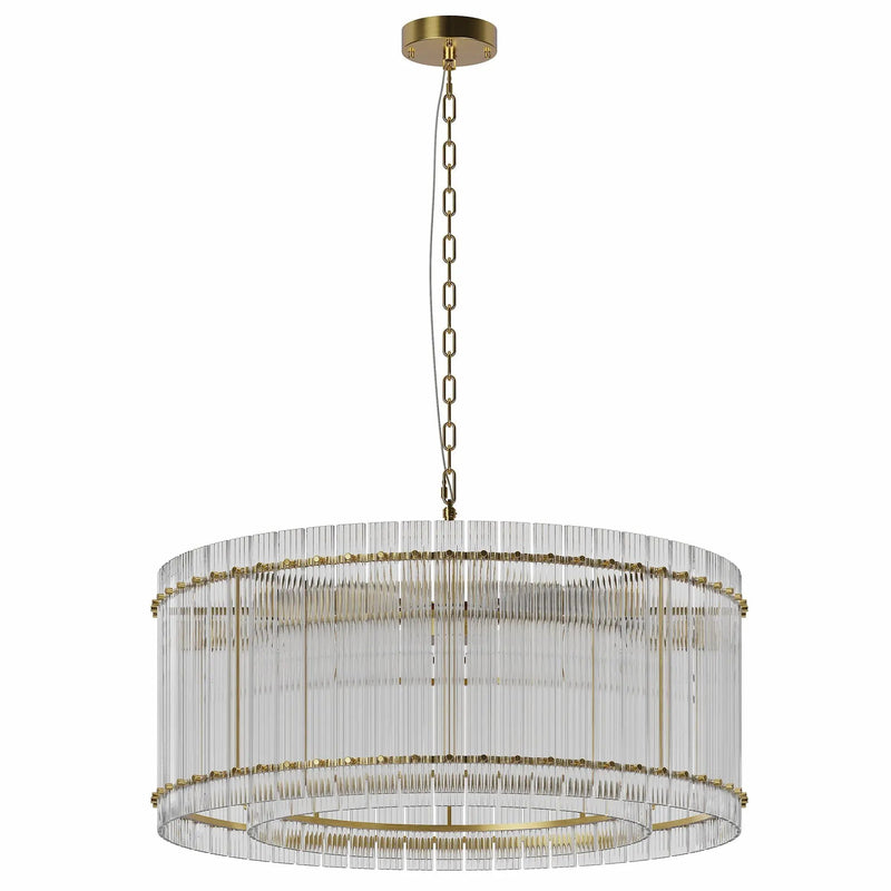 37" Modern Gold Round 8-Light Crystal Chandelier by HouseOfZazla