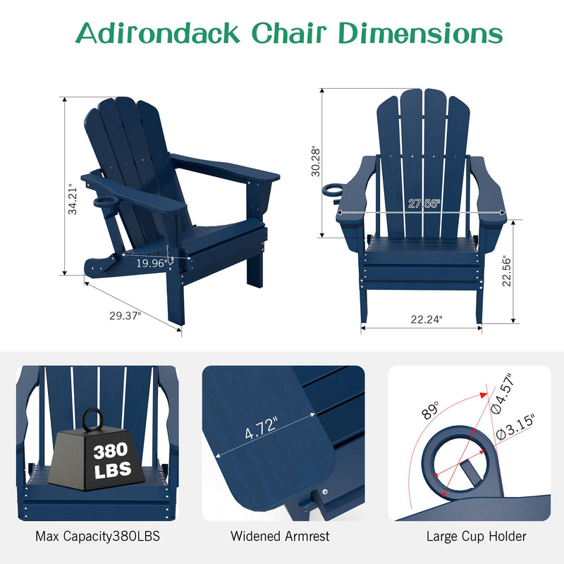 Adirondack Chairs Set of 2 - HDPE Plastic Outdoor Chairs by HouseOfZazla