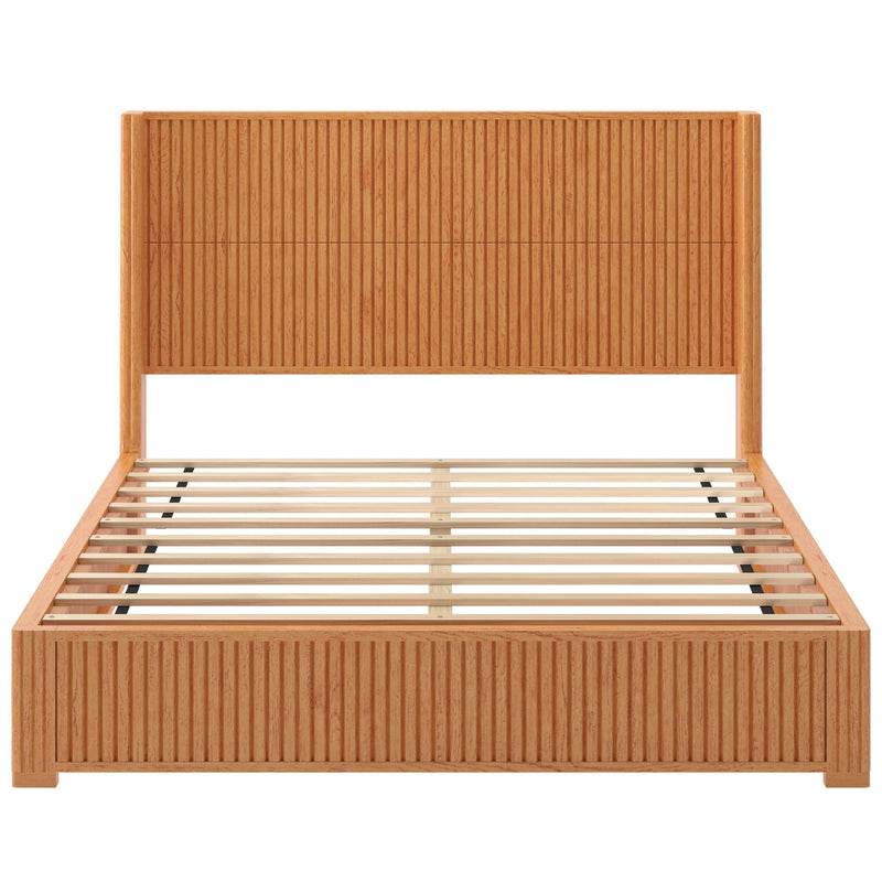 Platform Bed Frame With Headboard, Floor Standing Design by HouseOfZazla
