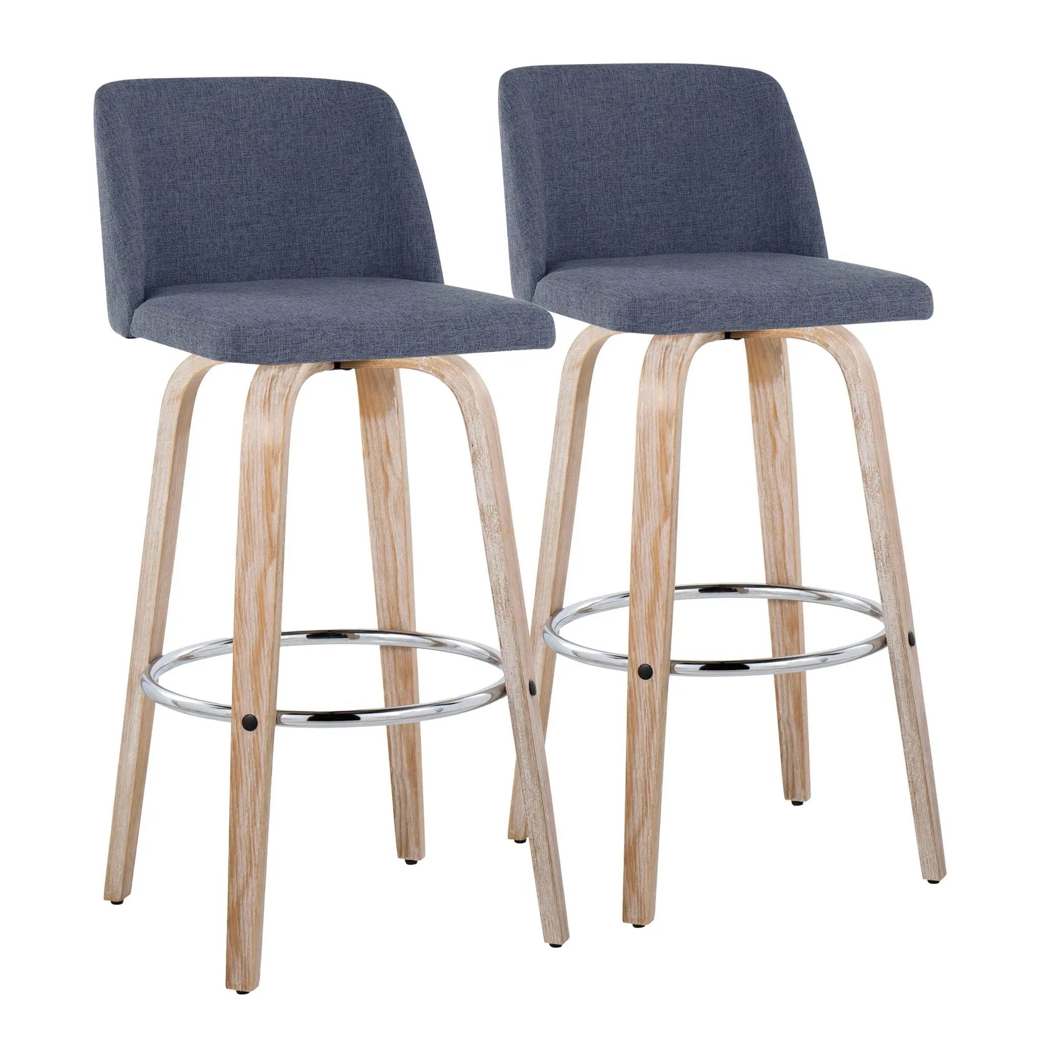 Toriano - Contemporary Fixed Height Barstool With Swivel & Round Footrest (Set of 2) by HouseOfZazla